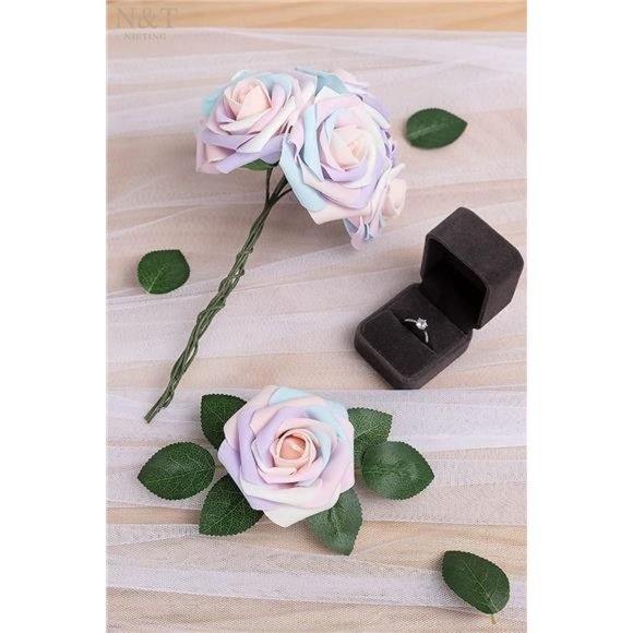 Artificial Flowers, 25Pcs Fake Flowers Roses Perfect for DIY Wedding Bouquets - Picture 3 of 6